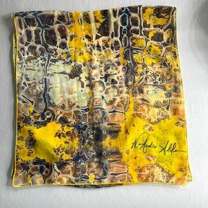 Silk Scarf 72" L16.5" W Yellow Abstract Animal Print by W. Andre Alllen